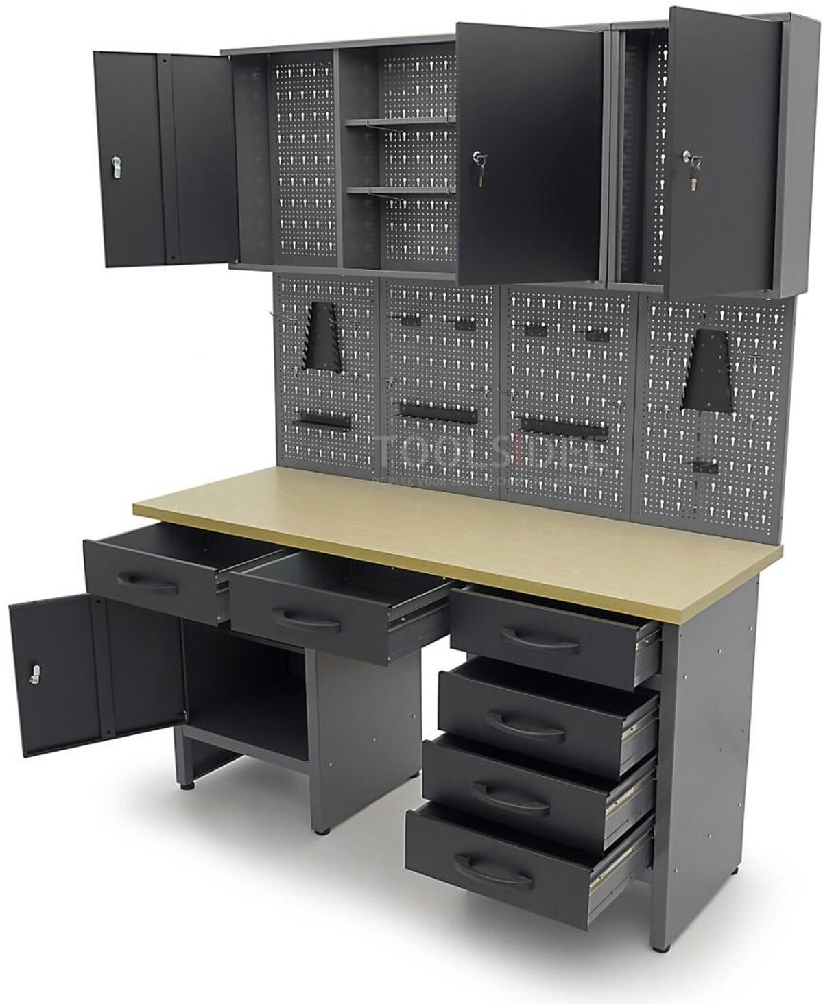 HBM arbeidsbenk med dører 160 x 60 x 200 cm HBM arbeidsbenk med dører 160 x 60 x 200 cm