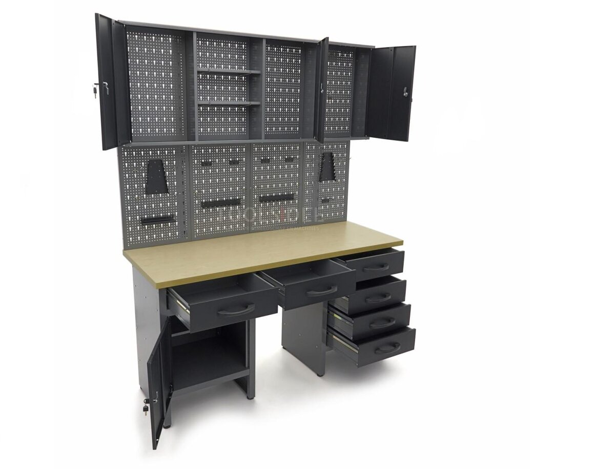 HBM arbeidsbenk med dører 160 x 60 x 200 cm HBM arbeidsbenk med dører 160 x 60 x 200 cm