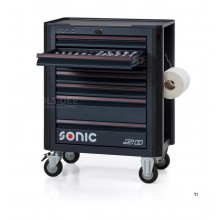 Sonic Next S8 filled tool trolley 197-piece, 7 drawers, lock, stainless steel worktop, 4 wheels, 400 kg Sonic Next S8 filled tool trolley 197-piece, 7 drawers, lock, stainless steel worktop, 4 wheels, 400 kg