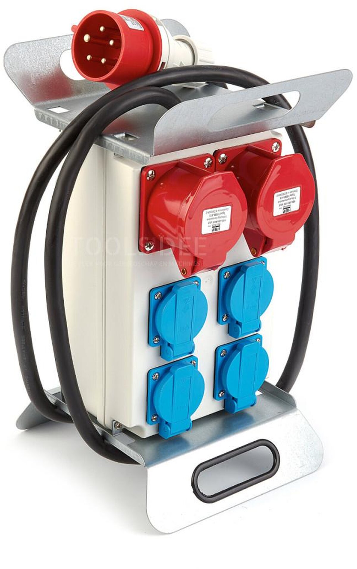 Blocco di distribuzione HBM 2 x 400 Volt e 4 x 230 Volt - messa a terra di protezione