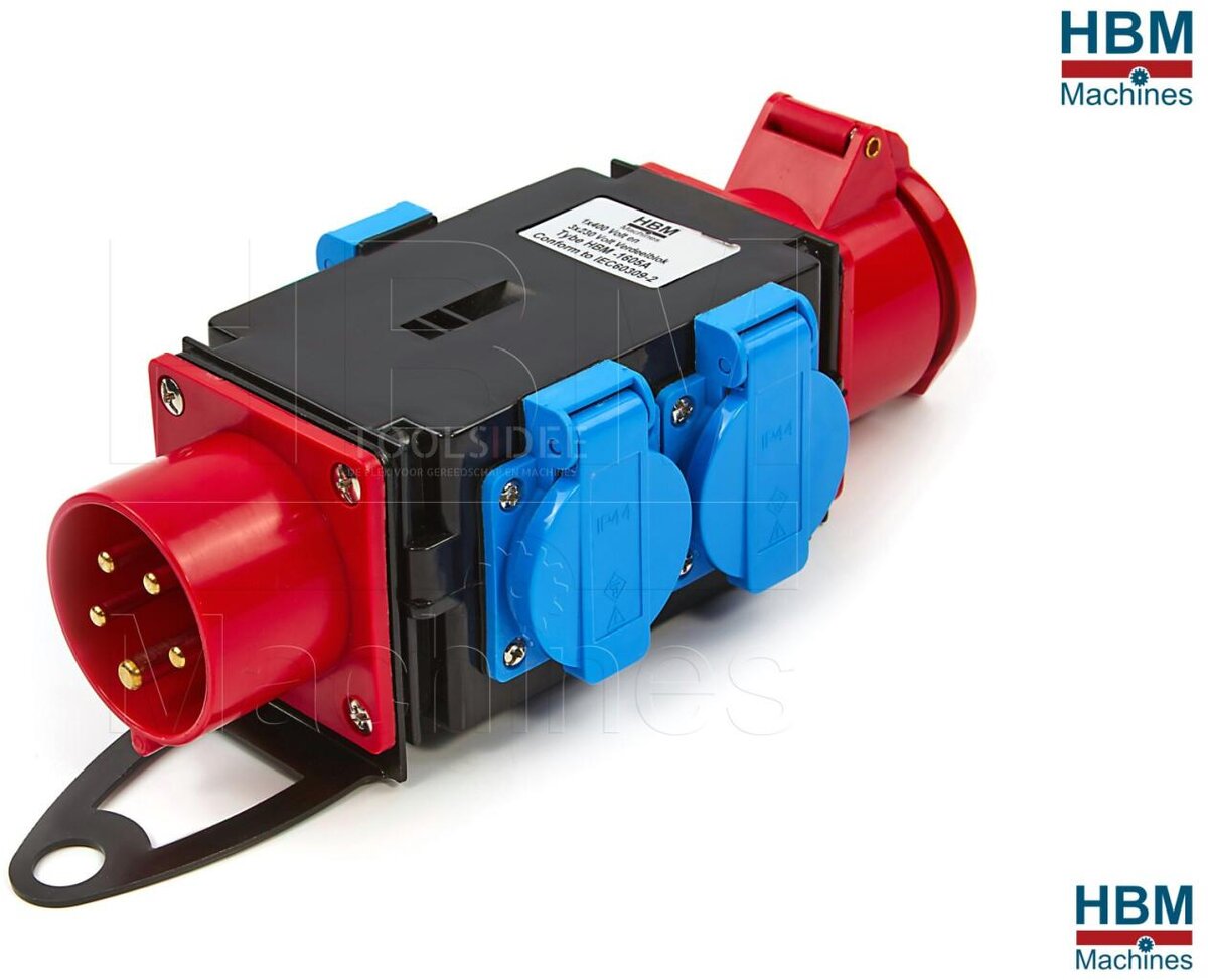 HBM 1 x 400 Volt og 3 x 230 Volt fordelingsblokk - beskyttelsesjord