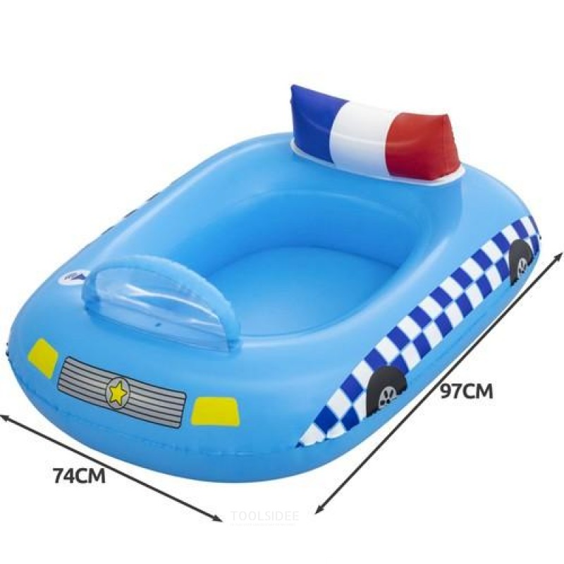 Voiture de police bateau pour enfants Bestway avec haut-parleurs - 88cm x 66cm x 32cm