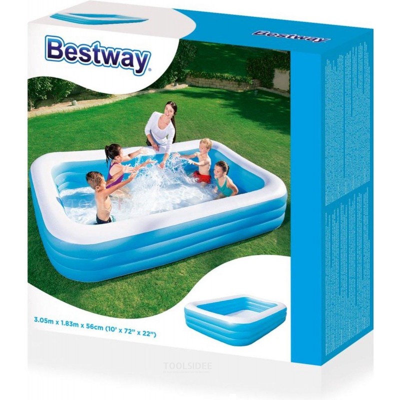 Bestway 3-Rings familjepool - blå och vit pool