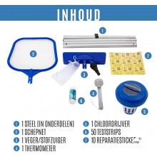 Set manutenzione piscina Bestway - 7 pezzi - incluso guadino e aspirapolvere Set manutenzione piscina Bestway - 7 pezzi - incluso guadino e aspirapolvere