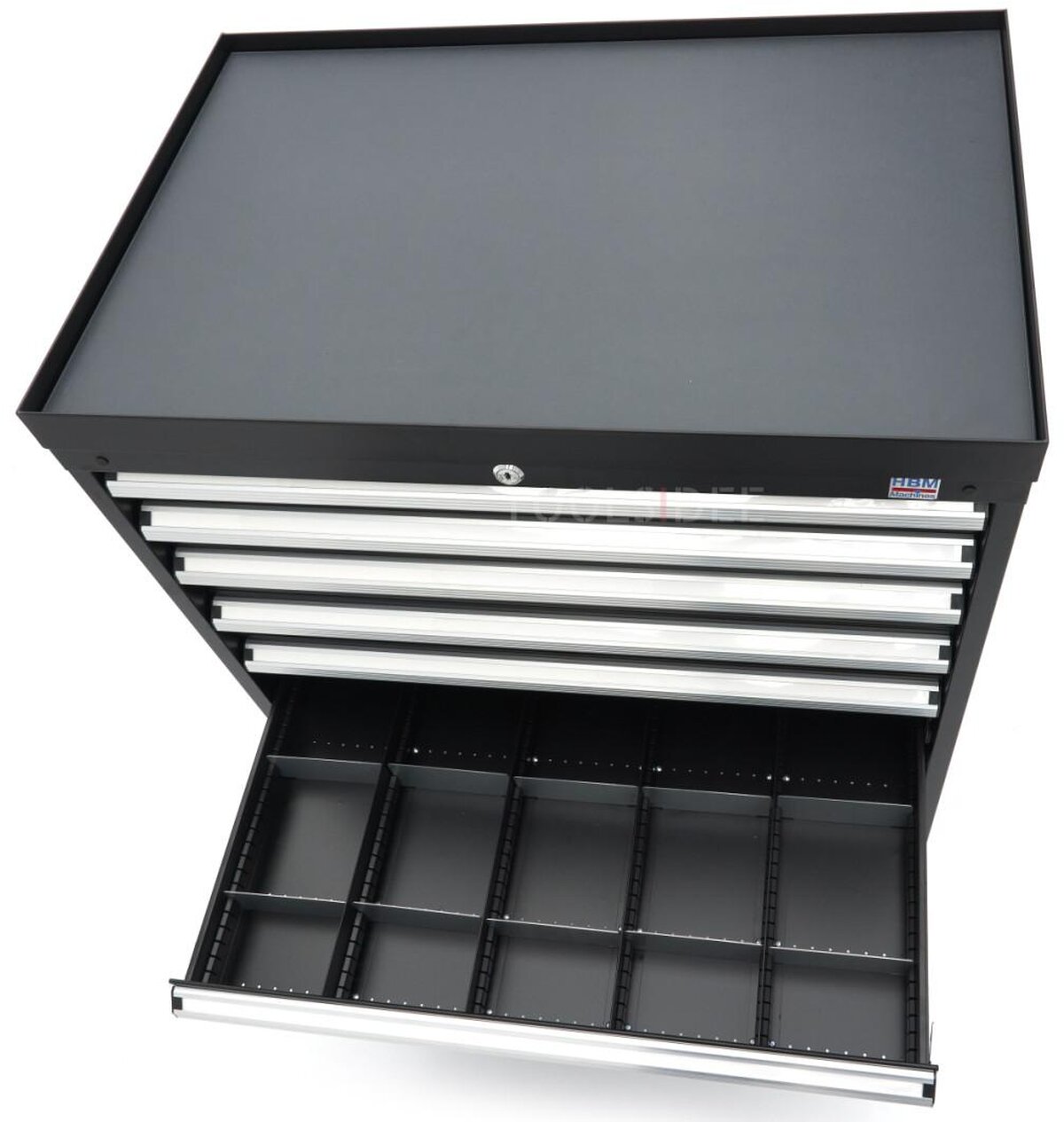 HBM Profi-Werkzeugschrank mit 8 Schubladen, 88 × 58 × 100 cm, schwarz HBM Profi-Werkzeugschrank mit 8 Schubladen, 88 × 58 × 100 cm, schwarz