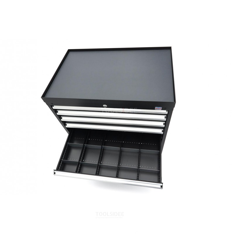 HBM Profi-Werkzeugschrank mit 8 Schubladen, 88 × 58 × 100 cm, schwarz