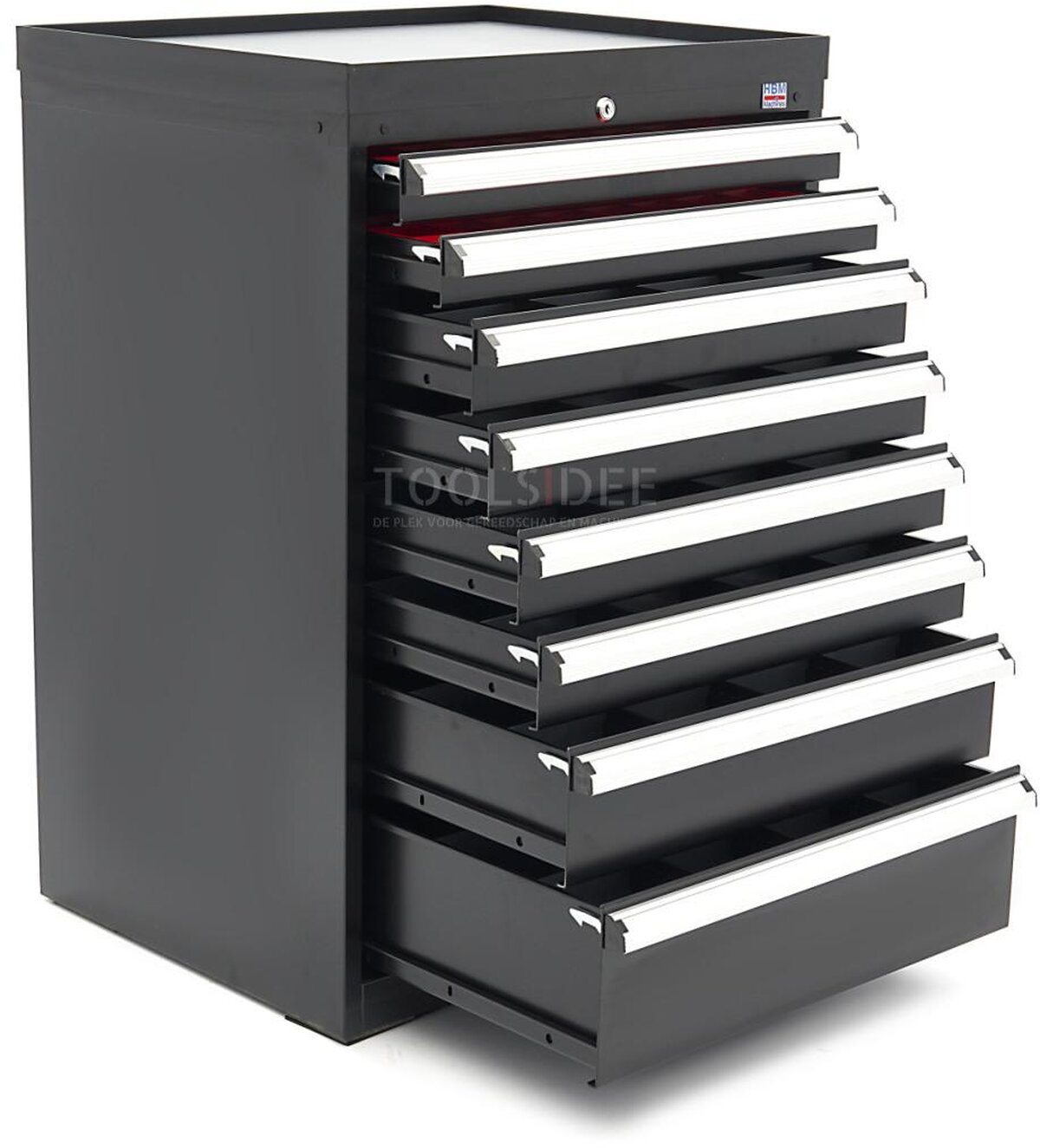 HBM 8 skuffer profi værktøjsskab 72 x 58 x 100 cm sort
