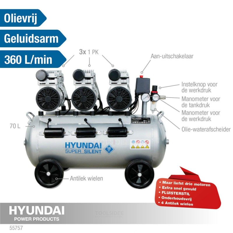 Hyundai leiser Kompressor 70L 8 bar