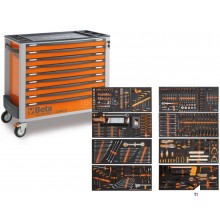 Beta verktygsvagn 9 lådor, 614 delar, 2400S XLO9/E-XXL, orange