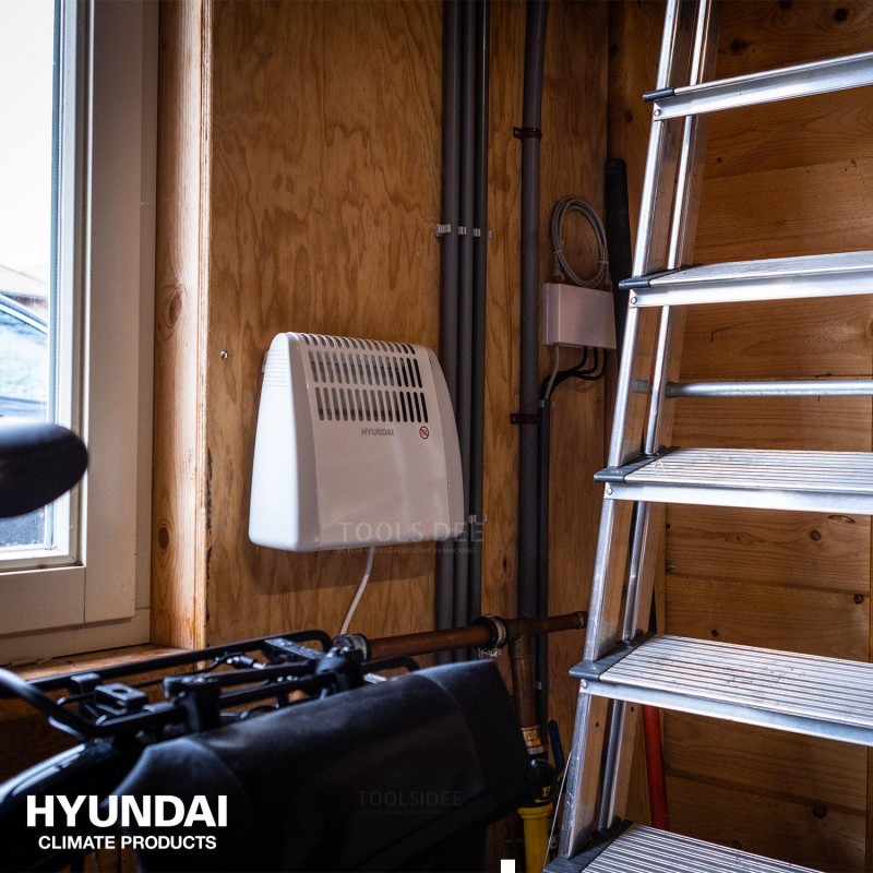 Hyundai frost protector 500W - Calentador eléctrico con termostato - Calefacción con fijación a pared