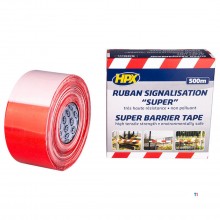 HPX super barriere tape - hvid/rød 80mm x 500m