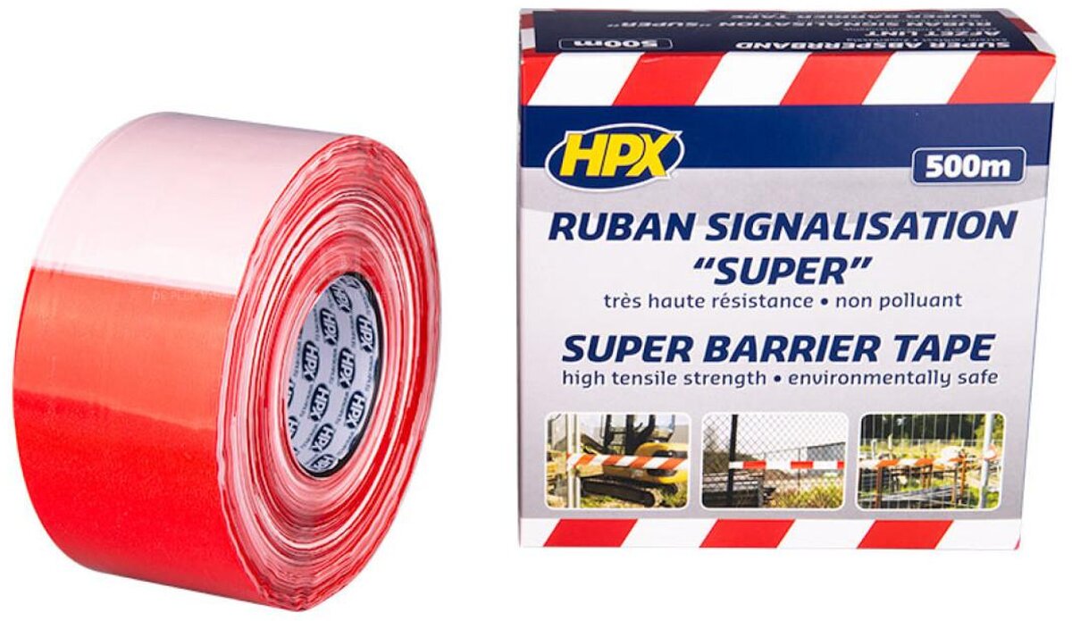 HPX super afzetlint - wit/rood 80mm x 500m 