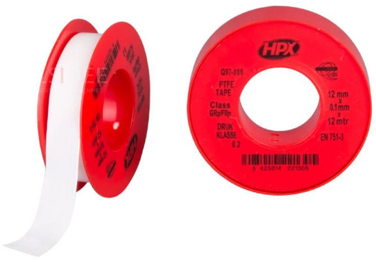 HPX PTFE gasforseglingstape - hvid 12mm x 12m