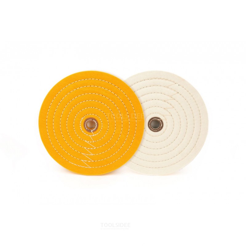 HBM Juego de discos de pulido 250 mm blanco/amarillo tamaño de eje 20 mm