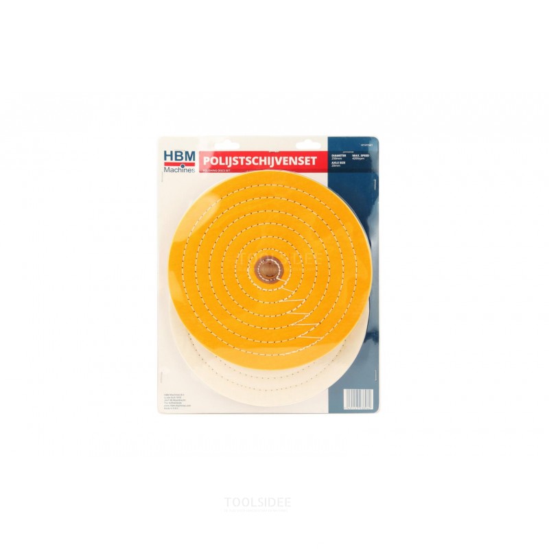 HBM Polishing discs set 250 mm white/yellow shaft size 20 mm