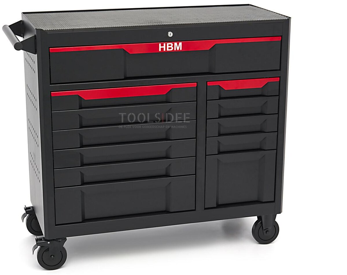 HBM Werkzeugwagen, 12 Schubladen, 106 cm, schwarz
