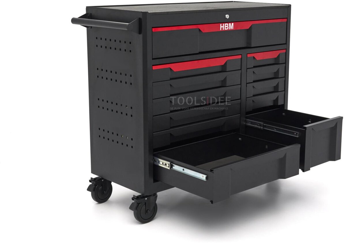 HBM Werkzeugwagen, 12 Schubladen, 106 cm, schwarz
