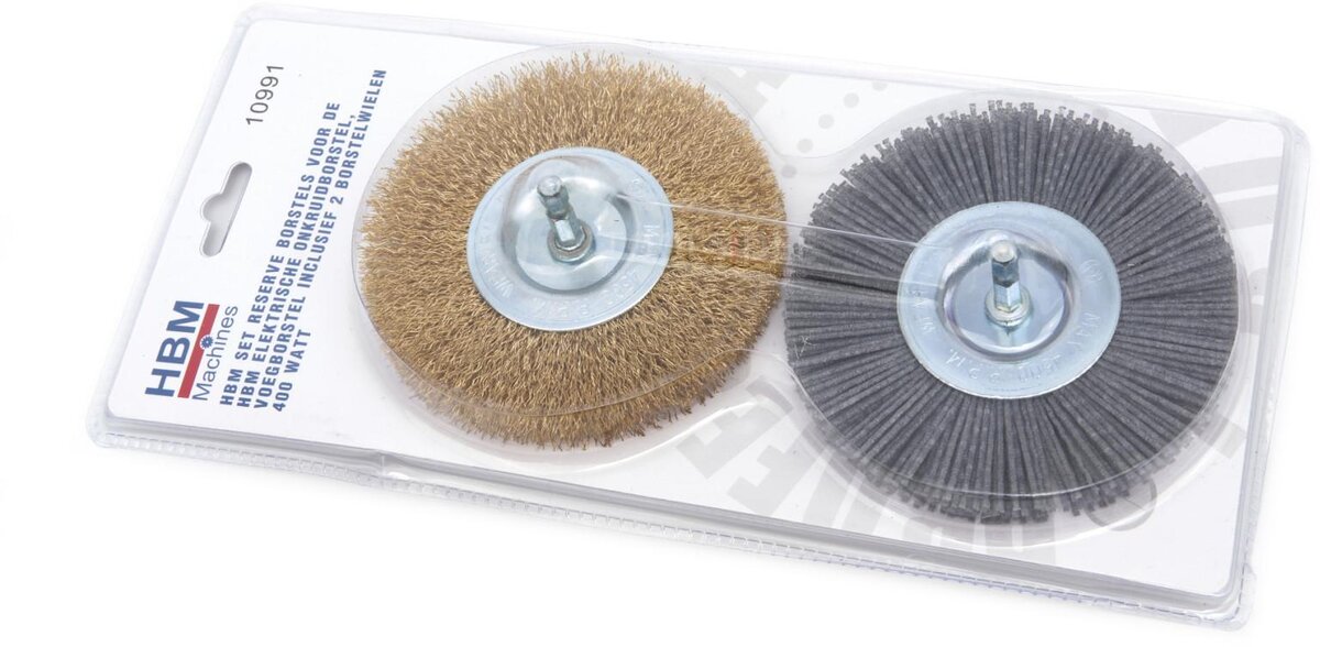 HBM set med reservborstar för HBM elektriska ogräsborste, ledborste inklusive 2 borsthjul
