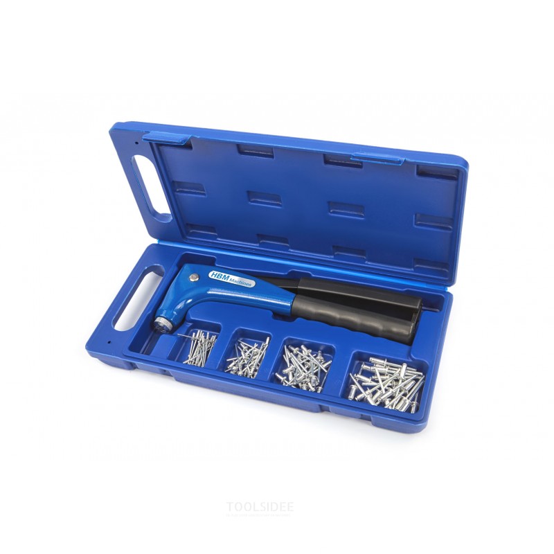 HBM profi 81-piece pop rivet pliers with quick-adjusting mouthpiece and pop rivets