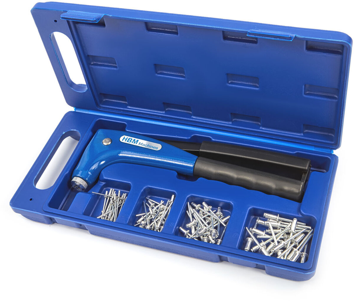 HBM profi 81-piece pop rivet pliers with quick-adjusting mouthpiece and pop rivets