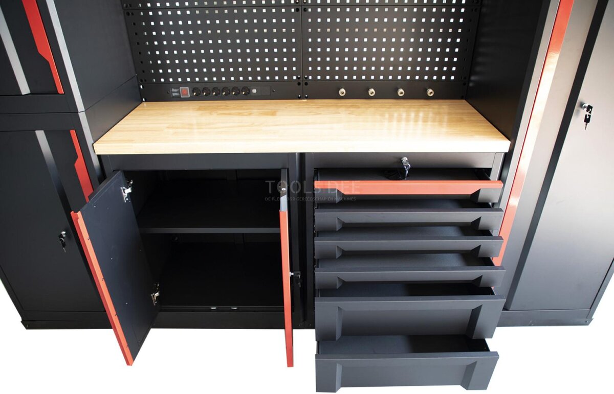 HBM expert modulært verkstedsystem, 10 deler, sort rød