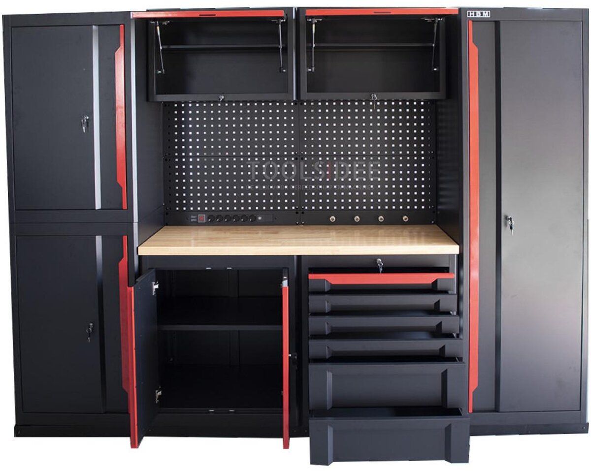 HBM expert modulært verkstedsystem, 10 deler, sort rød