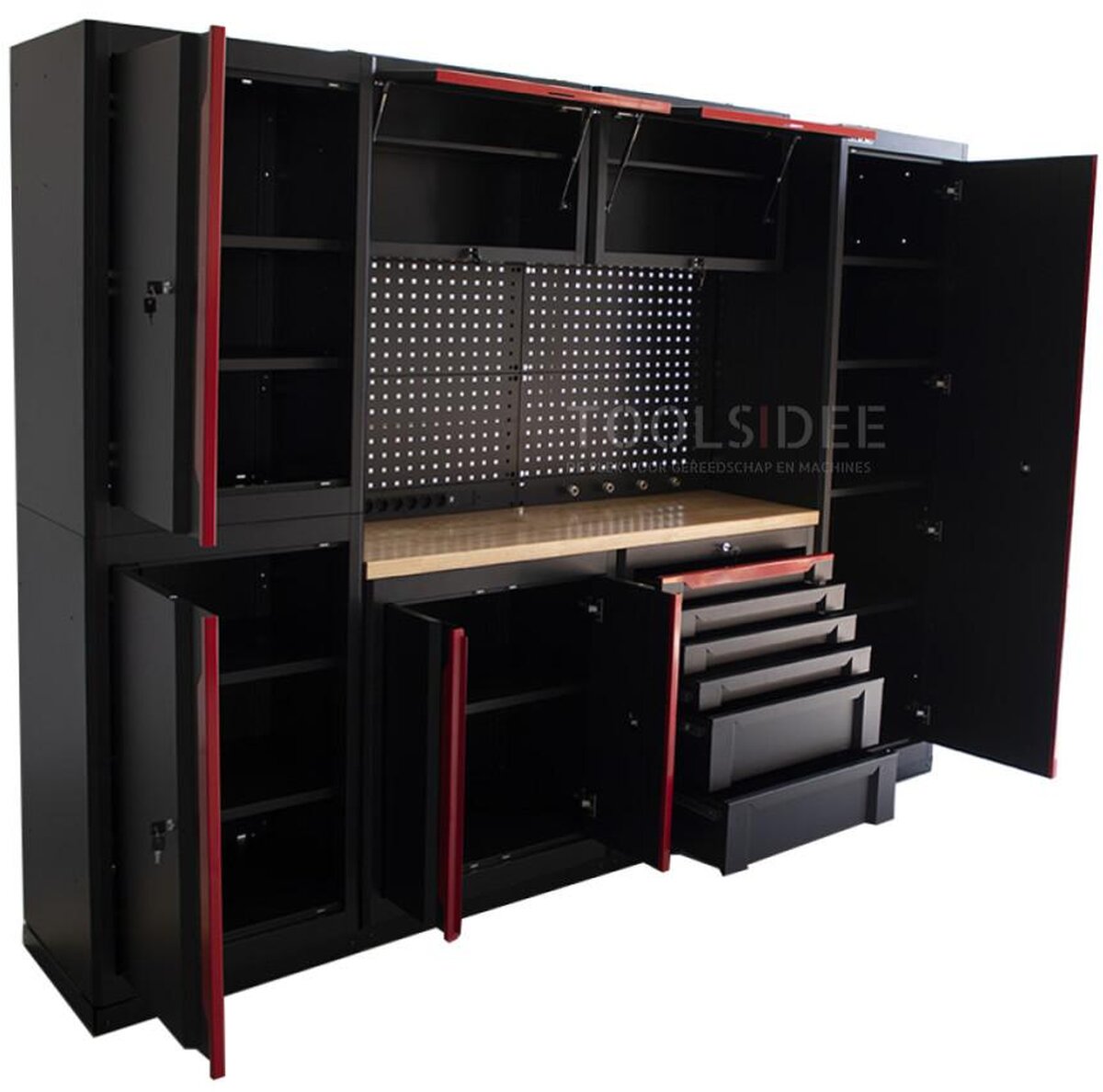 HBM expert modulært verkstedsystem, 10 deler, sort rød