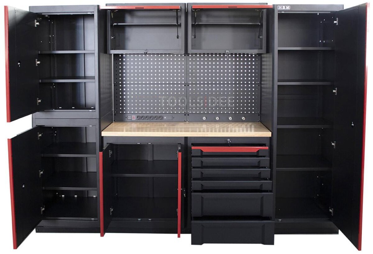 HBM expert modulært verkstedsystem, 10 deler, sort rød