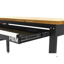 HBM høydejusterbar arbeidsbenk med heltre benkeplate og skuff 152 cm 