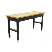 HBM høydejusterbar arbeidsbenk med heltre benkeplate og skuff 152 cm 