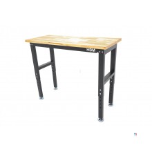 HBM arbeidsbenk med massiv treplate, høydejusterbar, 122 cm 