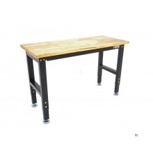 HBM arbeidsbenk med massiv treplate, høydejusterbar, 122 cm 