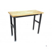 HBM arbeidsbenk med massiv treplate, høydejusterbar, 122 cm 