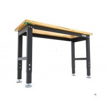 HBM arbeidsbenk med massiv treplate, høydejusterbar, 122 cm 