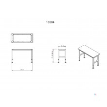 HBM arbeidsbenk med massiv treplate, høydejusterbar, 122 cm 