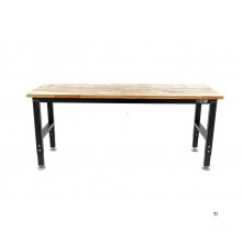HBM arbeidsbenk med massiv treplate, høydejusterbar, 182 cm 