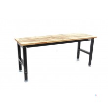 HBM arbeidsbenk med massiv treplate, høydejusterbar, 182 cm 