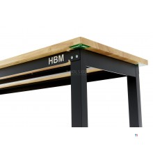 HBM arbeidsbenk med massiv treplate, høydejusterbar, 182 cm 