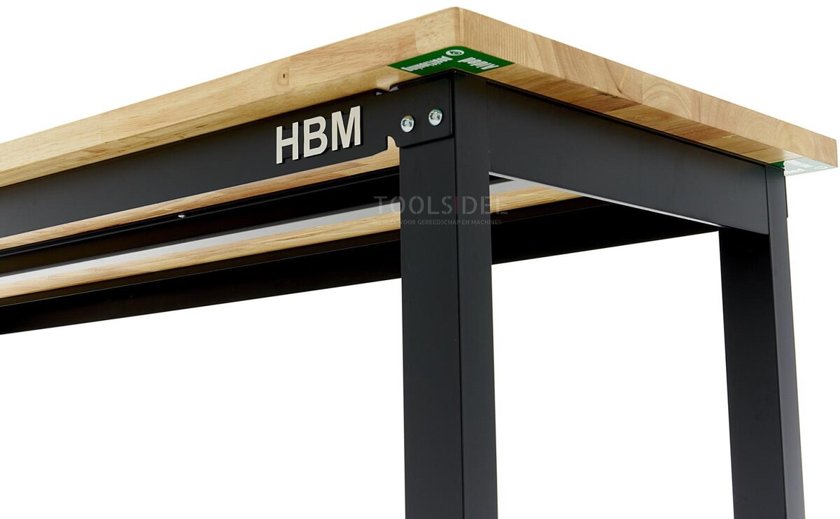 HBM arbeidsbenk med massiv treplate, høydejusterbar, 182 cm 