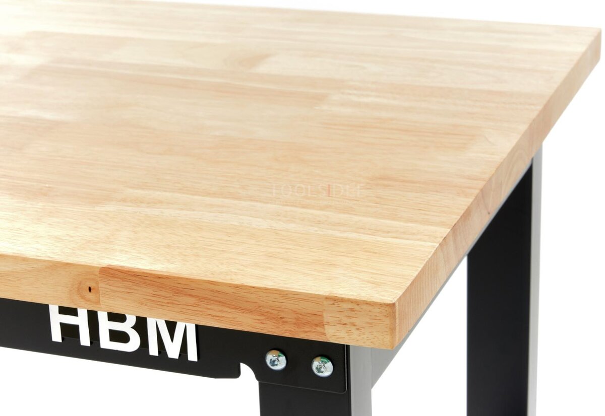 HBM arbeidsbenk med massiv treplate, høydejusterbar, 182 cm 
