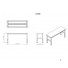 HBM arbeidsbenk med massiv treplate, høydejusterbar, 182 cm 