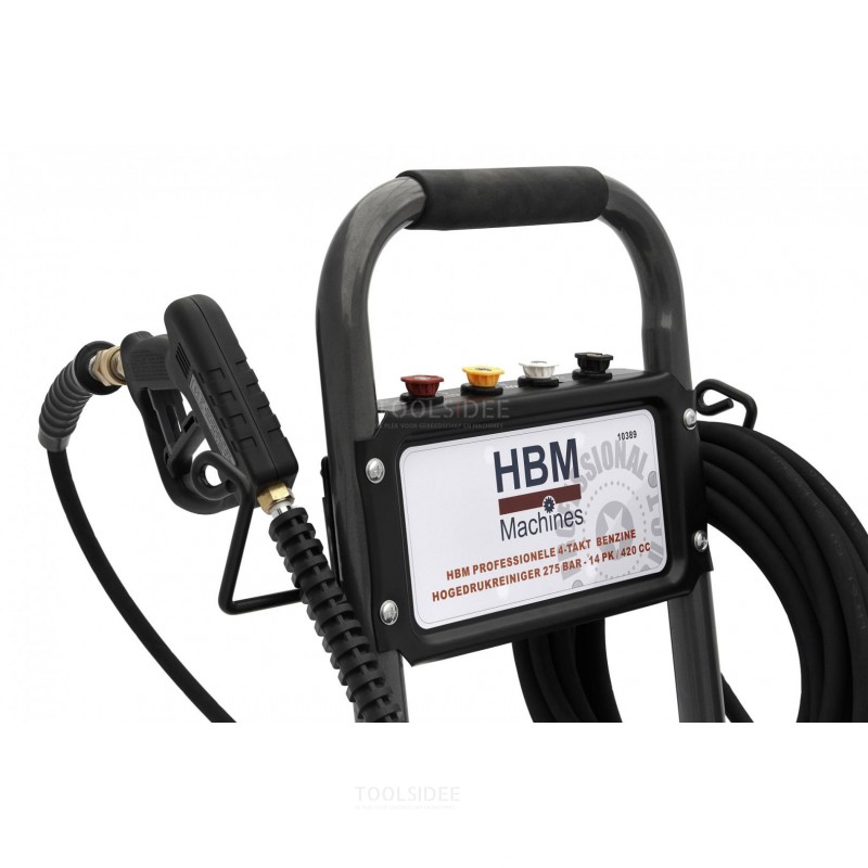 HBM Professional 4-Stroke petrol high-pressure cleaner 275 bar - 14 HP / 420 cc 