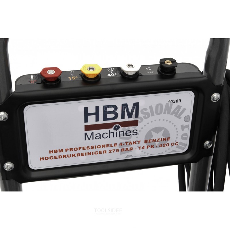 HBM Professionell 4-takts bensin högtryckstvätt 275 bar - 14 hk / 420 cc 