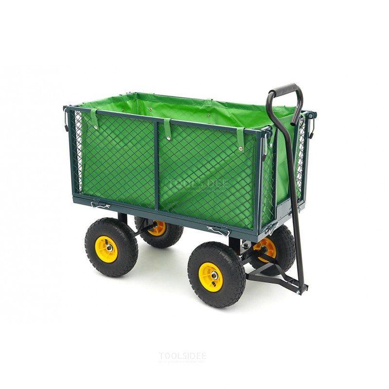 Chariot à tirer HBM de 100 kg, Bolderwagen, chariot de jardin avec boîte de chargement de 86 x 46 x 38 cm avec sac en toile 