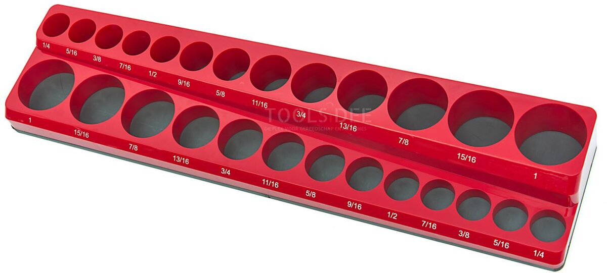 HBM magnetischer Zubehörhalter für 26 Stück 1/2 Zoll englische Größen, rot 