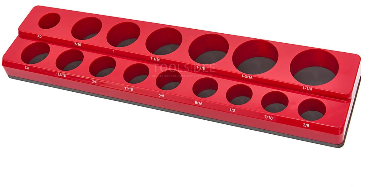 HBM magnetisk tilbehørsholder til 16 stk. 3/8 tommer engelske størrelser, rød 