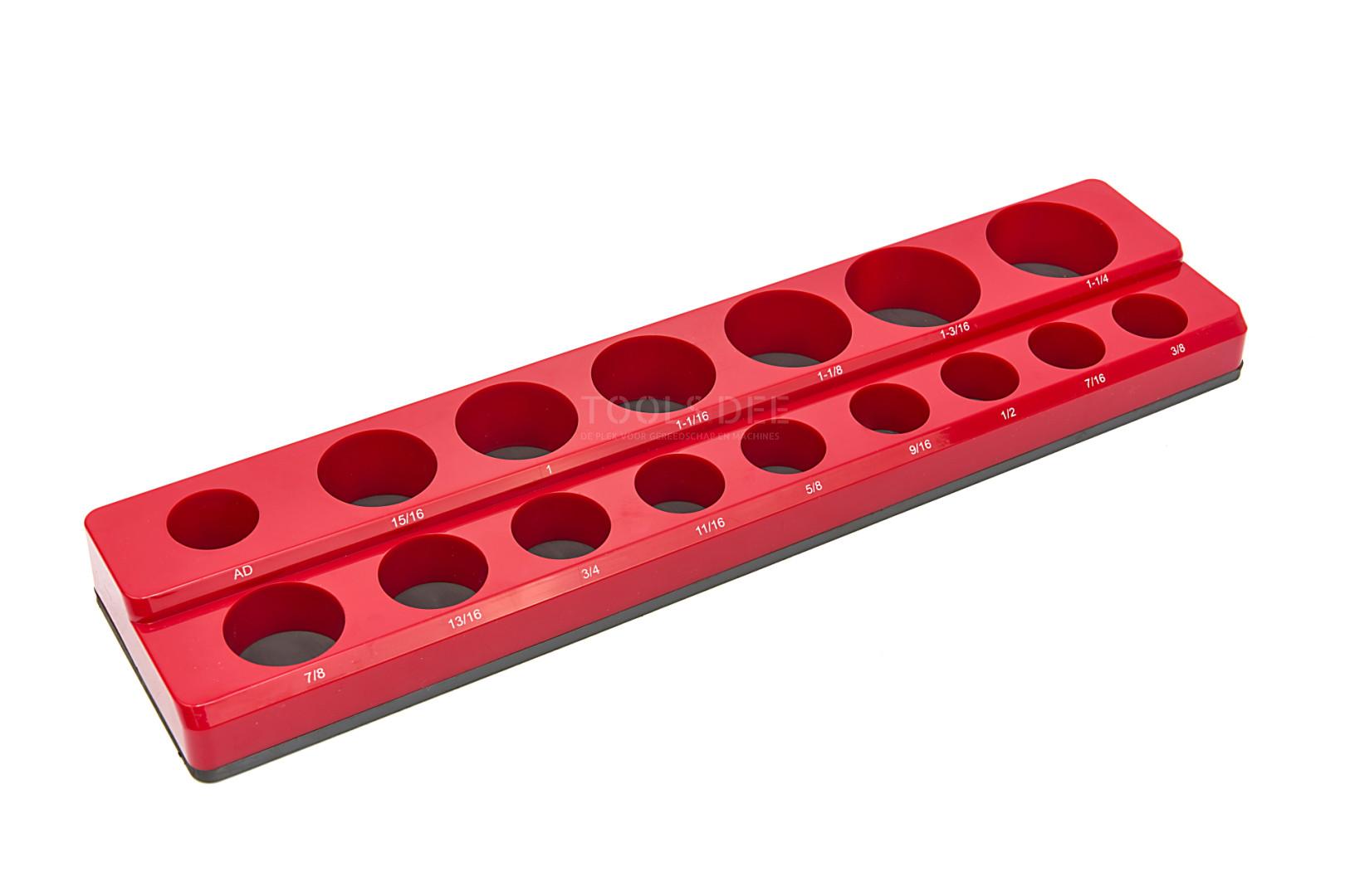 HBM magnetisk tilbehørsholder til 16 stk. 3/8 tommer engelske størrelser, rød 