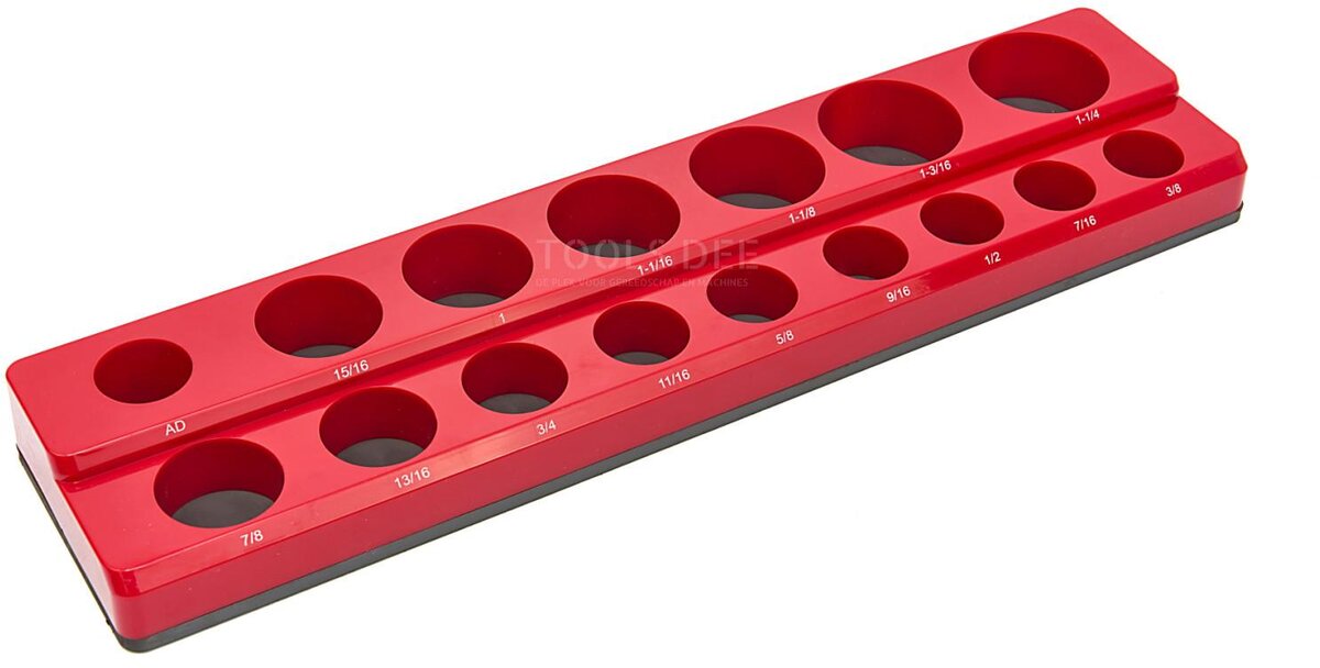 HBM magnetisk tilbehørsholder til 16 stk. 3/8 tommer engelske størrelser, rød 