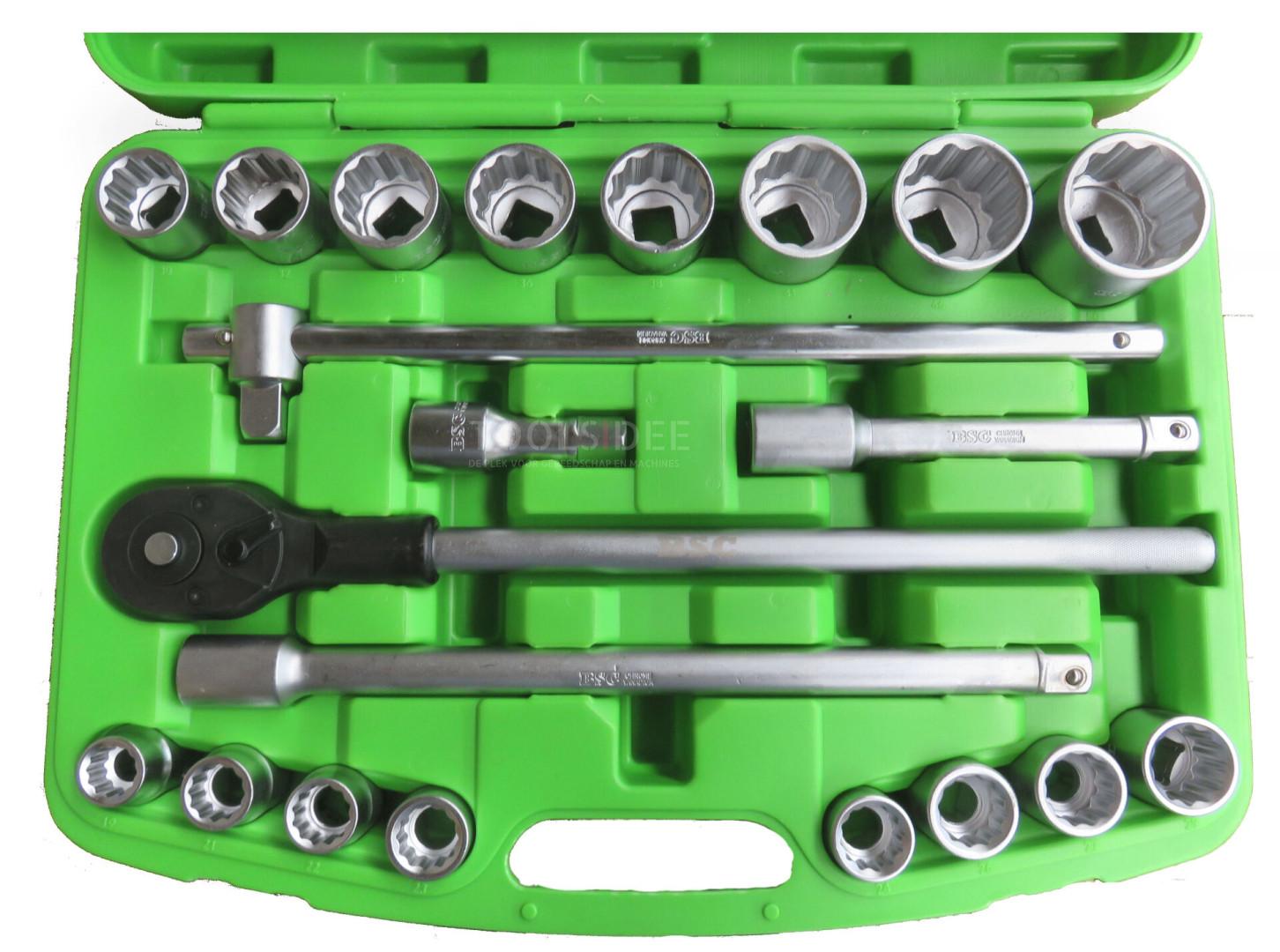 BSC socket set 21-piece, 3/4 inch, CRV twelve-sided 