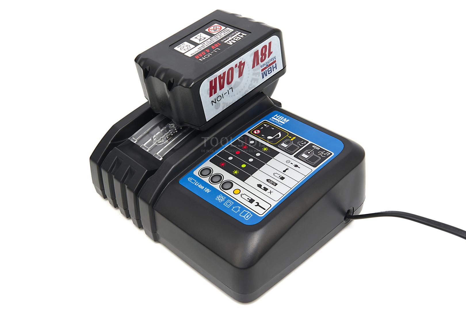 HBM lader til den hydrauliske krympetang 18 Volt 4,0 Ah HBM lader til den hydrauliske krympetang 18 Volt 4,0 Ah